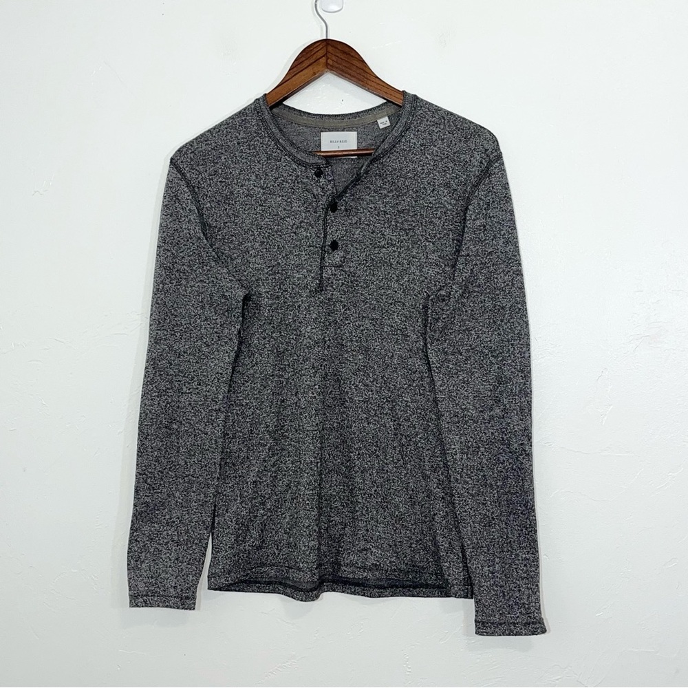 Billy Reid Mouline long-sleeve henley shirt in gray Men’s Small